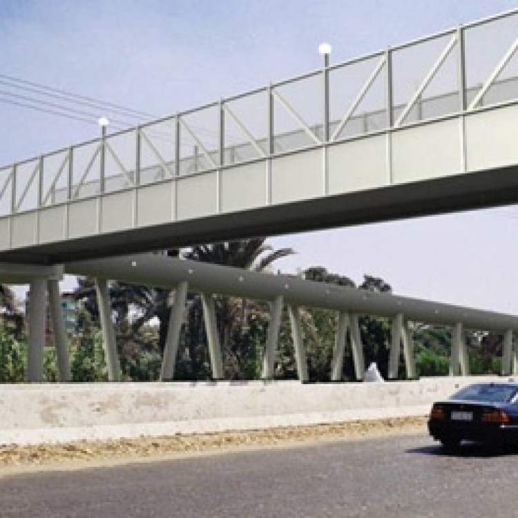 Steel Foot Bridge at El-Monib Station in Greater Cairo Metro Project, Egypt